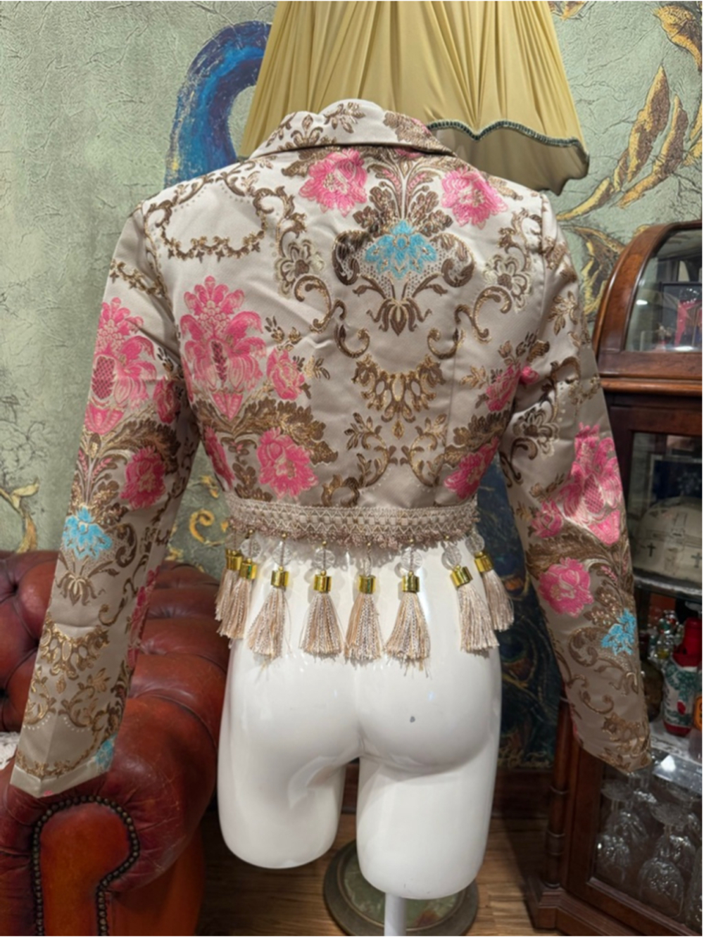 Fashion Nova Tassel Brocade Cropped Blazer - Boho Glam Party Chic - Large - Picture 8 of 16
